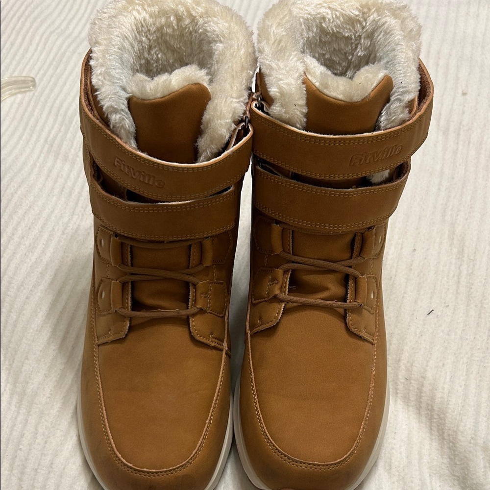 Stylish Faux Fur Lined, Faux Suede Women's Tan Winter Boots - Picture 1 of 8
